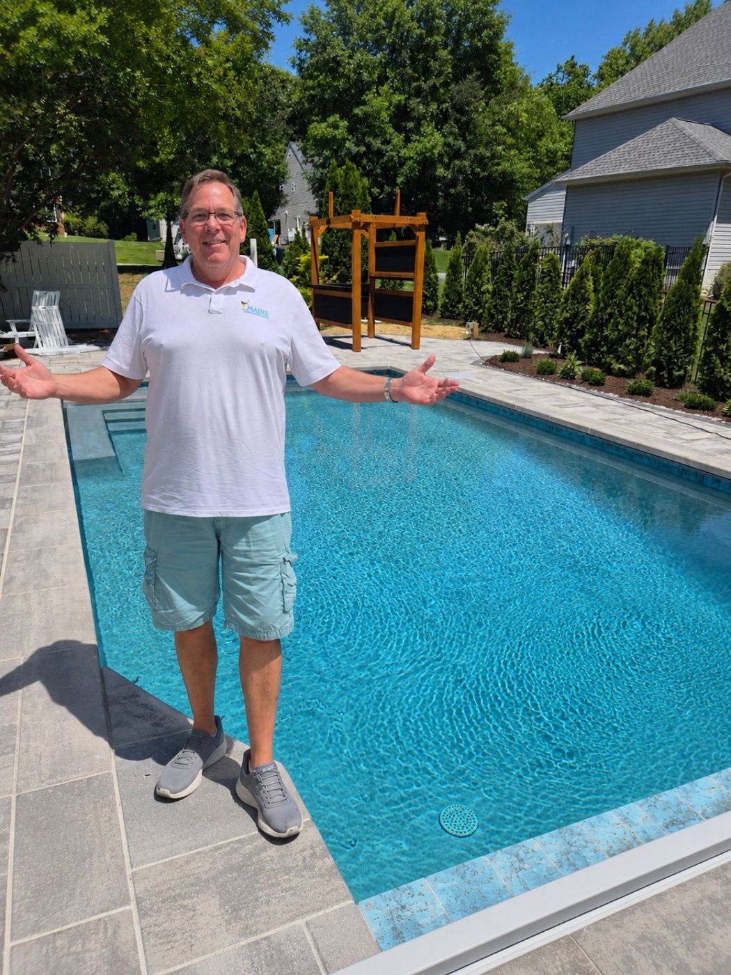 David Owen at a completed custom pool